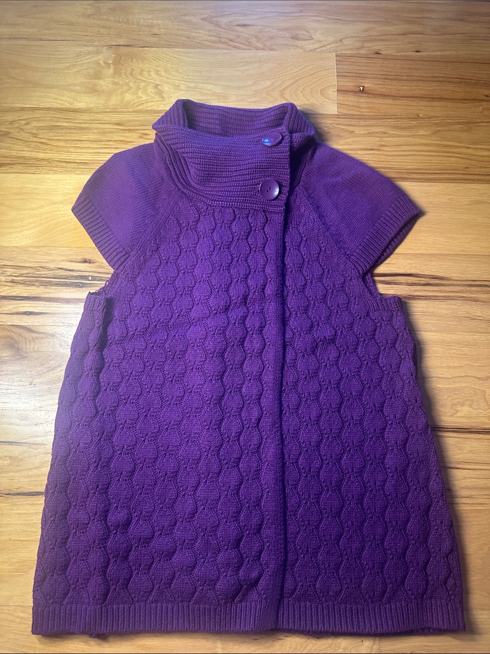 Izod Purple Cable Knit Short Sleeve Sweater Vest